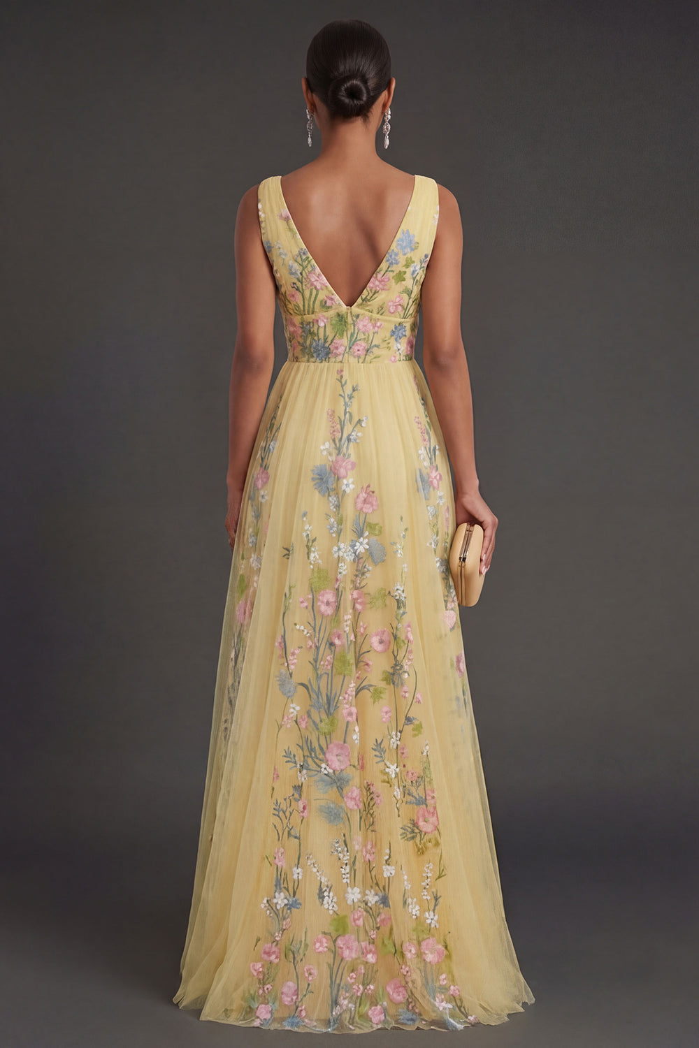 Margot Floral Backless Gown Yellow 2