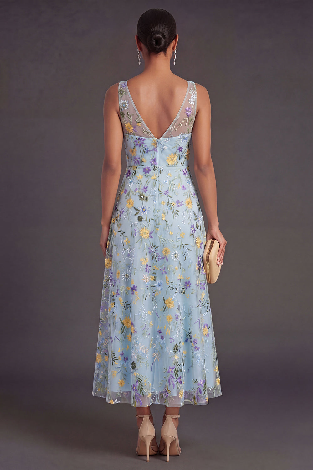 Estelle Floral Chiffon Maxi Dress Blue Flower 2