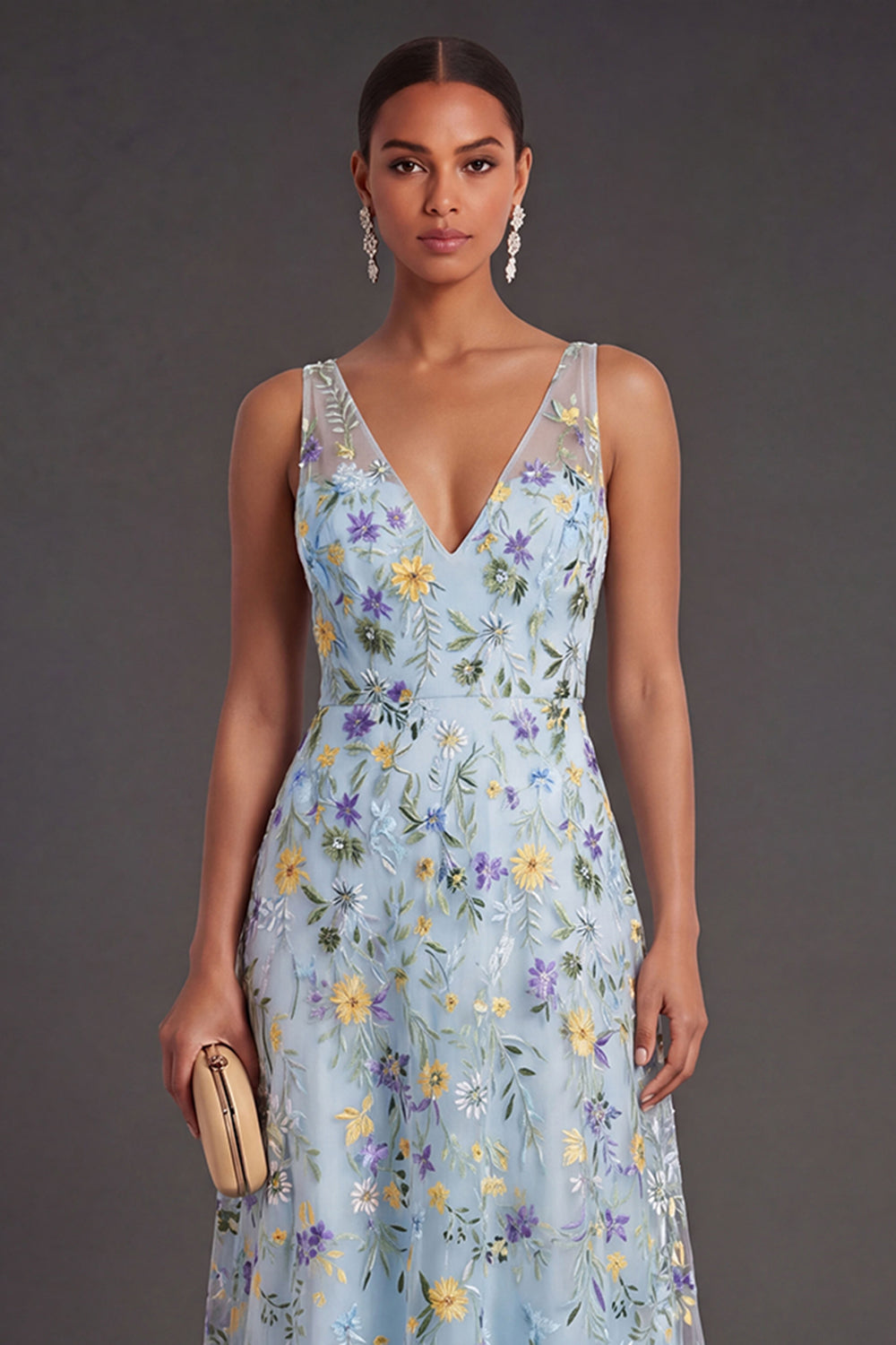 Estelle Floral Chiffon Maxi Dress Blue Flower 3
