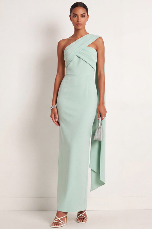 Evelyn Mint One-Shoulder Maxi Dress Mint Green 1