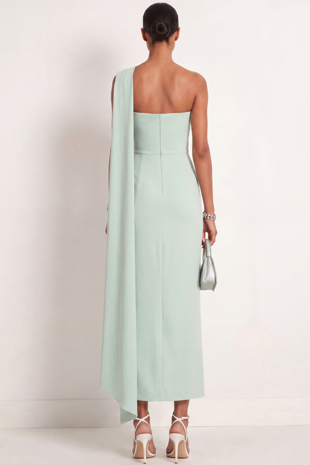 Evelyn Mint One-Shoulder Maxi Dress Mint Green 2