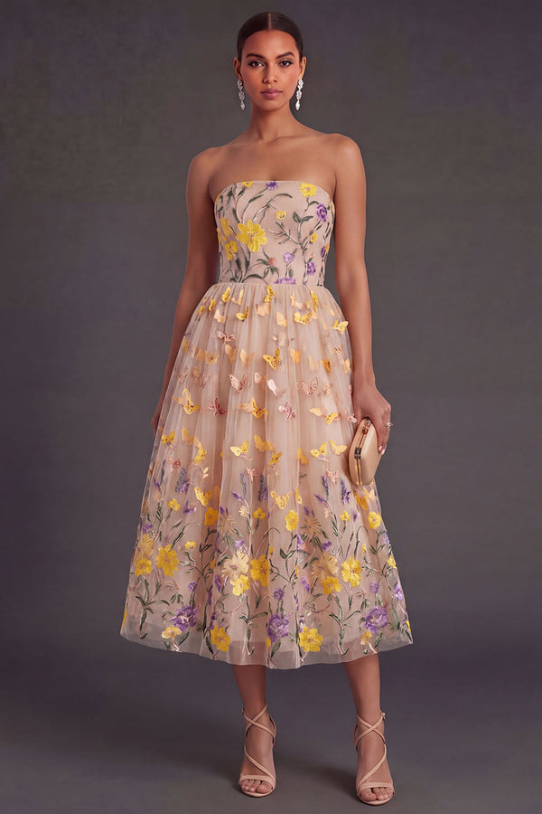 Isabelle Floral Appliqué A-Line Dress