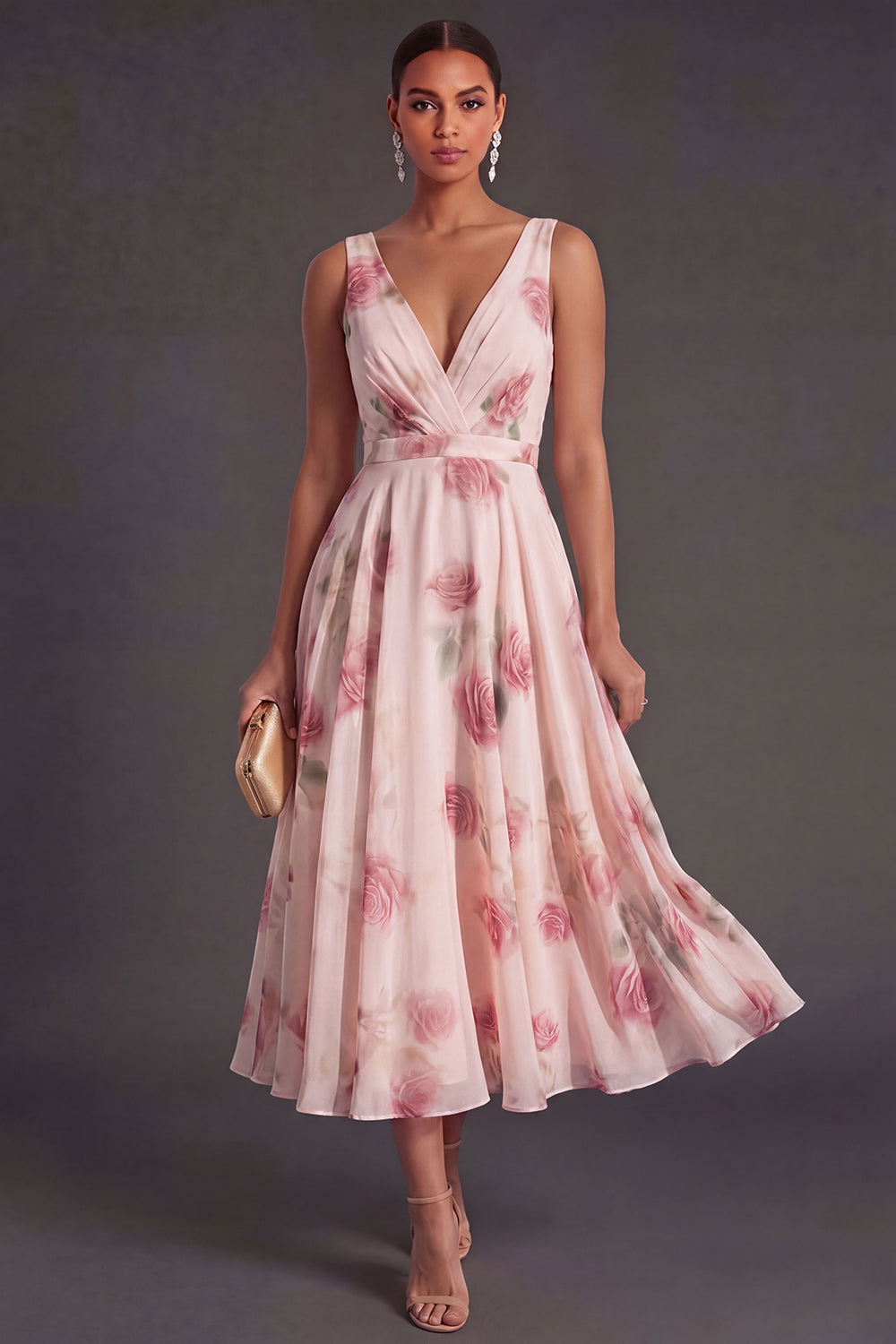 Isadora Floral A-Line Dress Blush 1