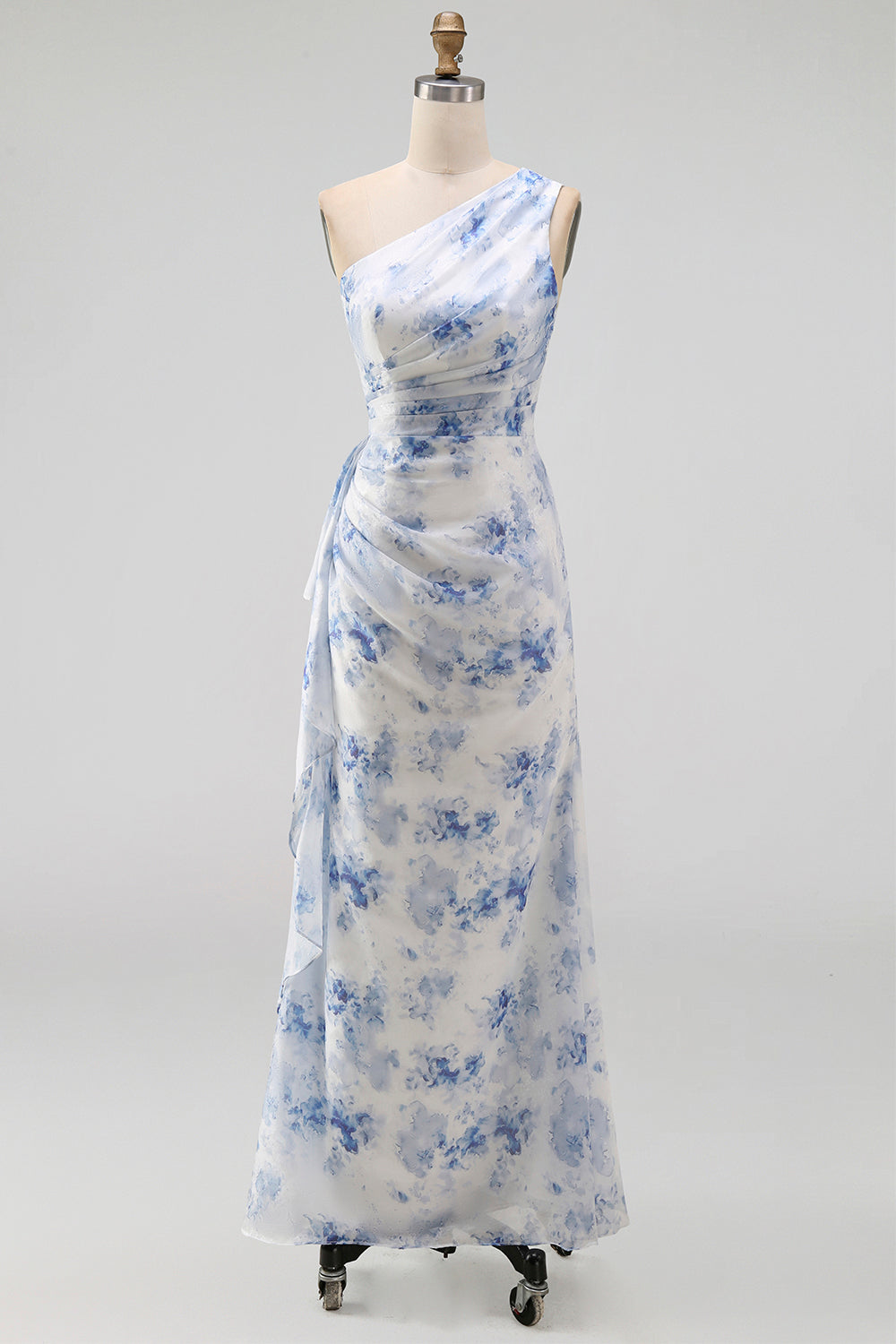 Margot Floral Ruched Maxi Dress Blue Flower 5
