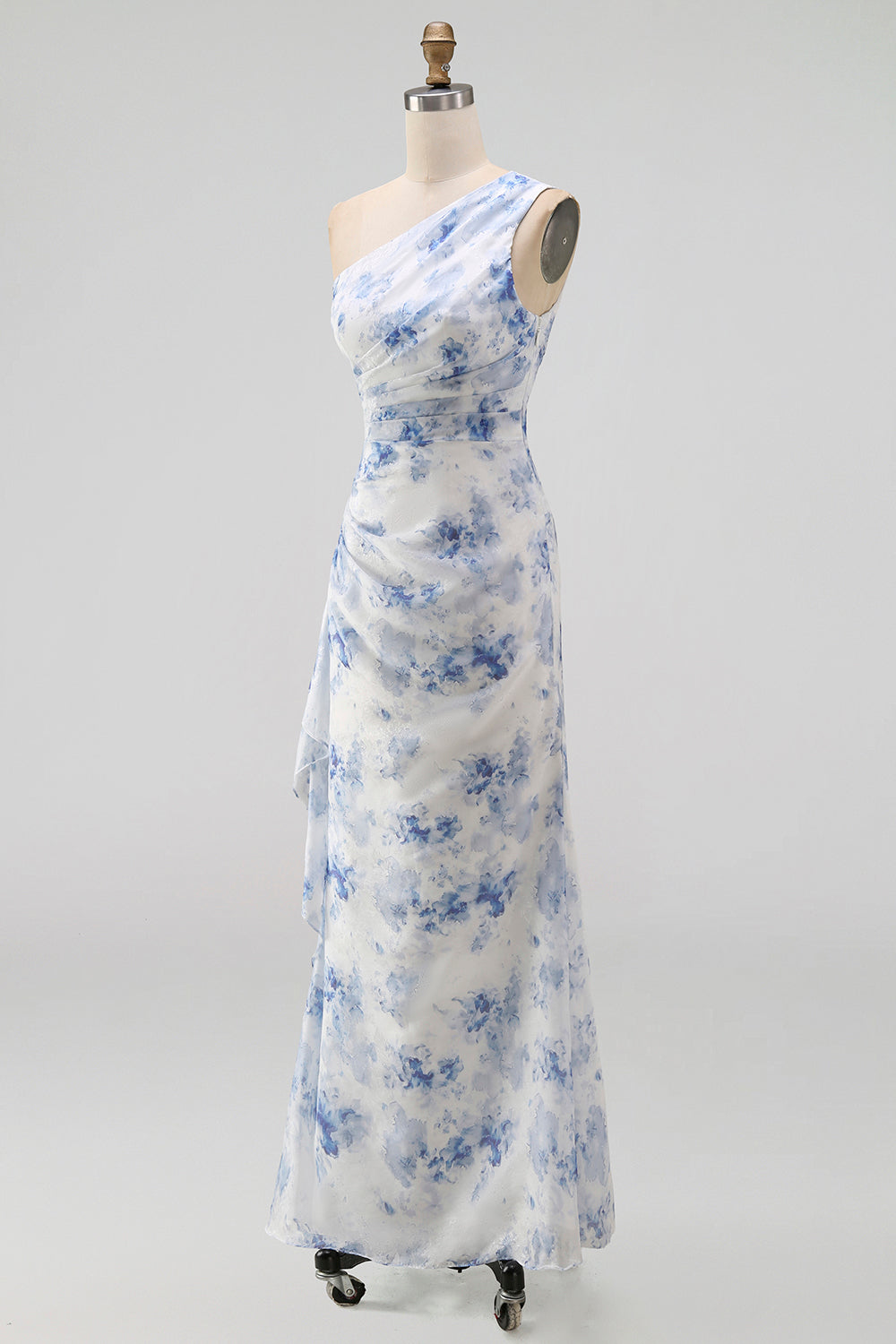 Margot Floral Ruched Maxi Dress Blue Flower 7