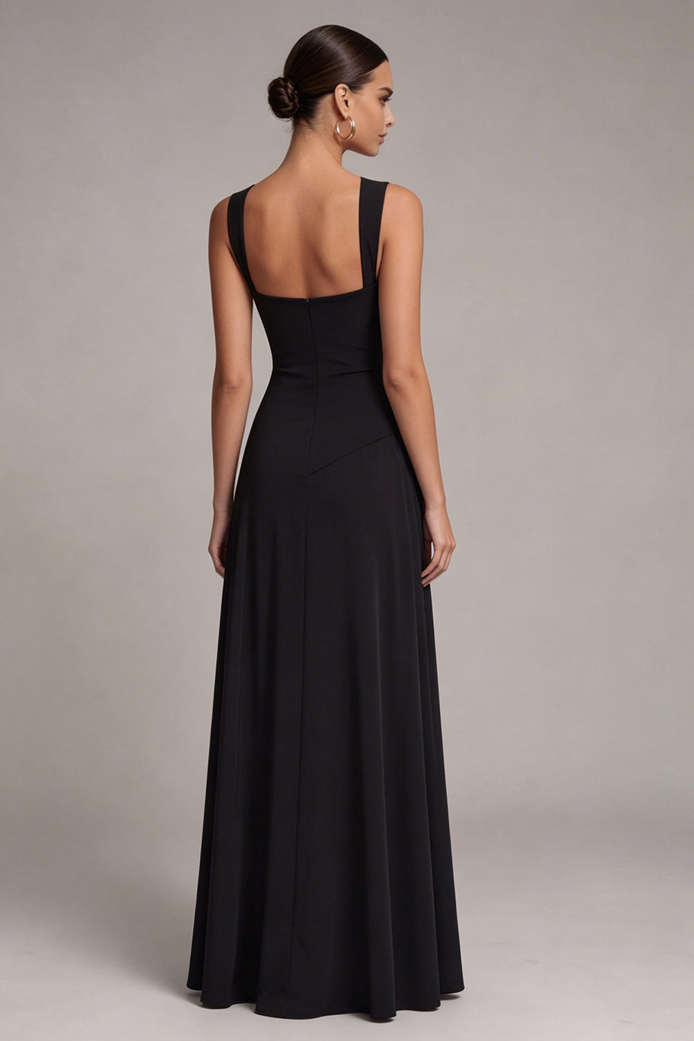 Margot Square Neck A-Line Formal Dress Black 2