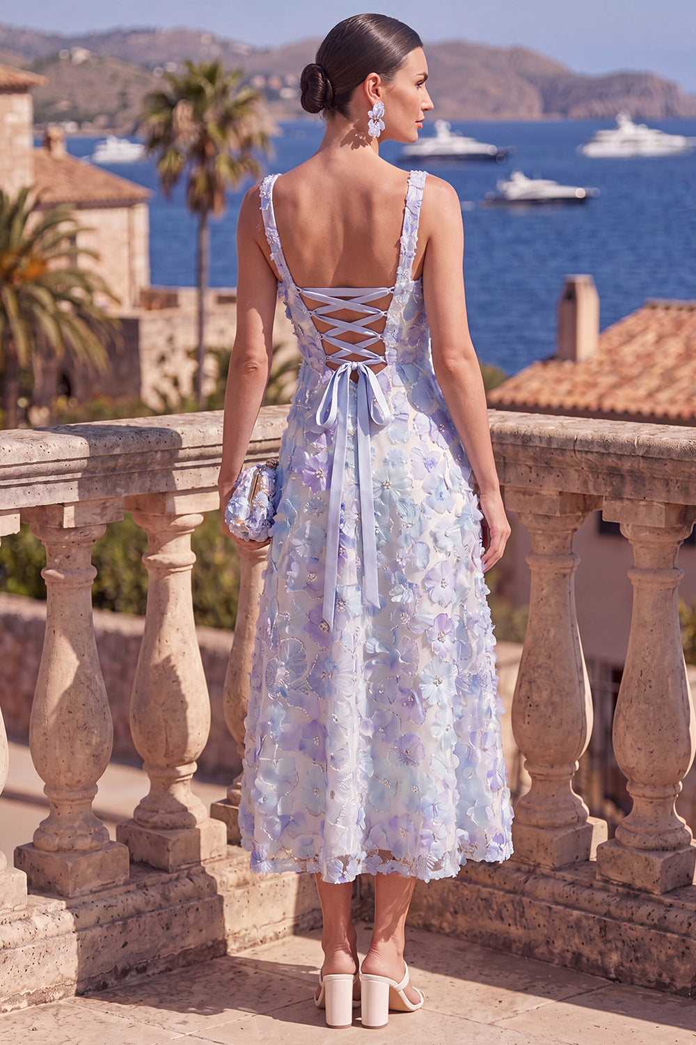 Violet Beaded Floral Maxi Dress Blue Purple 6
