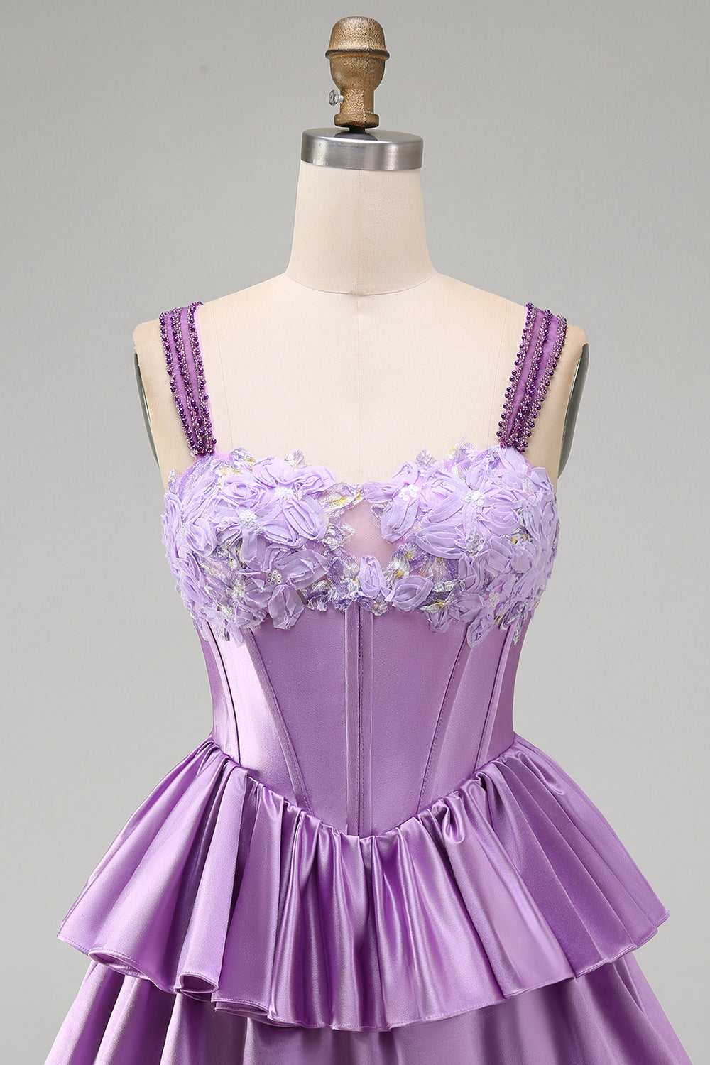 Violet A-Line Corset Dress with Tiered Lace Dusty Sage 5