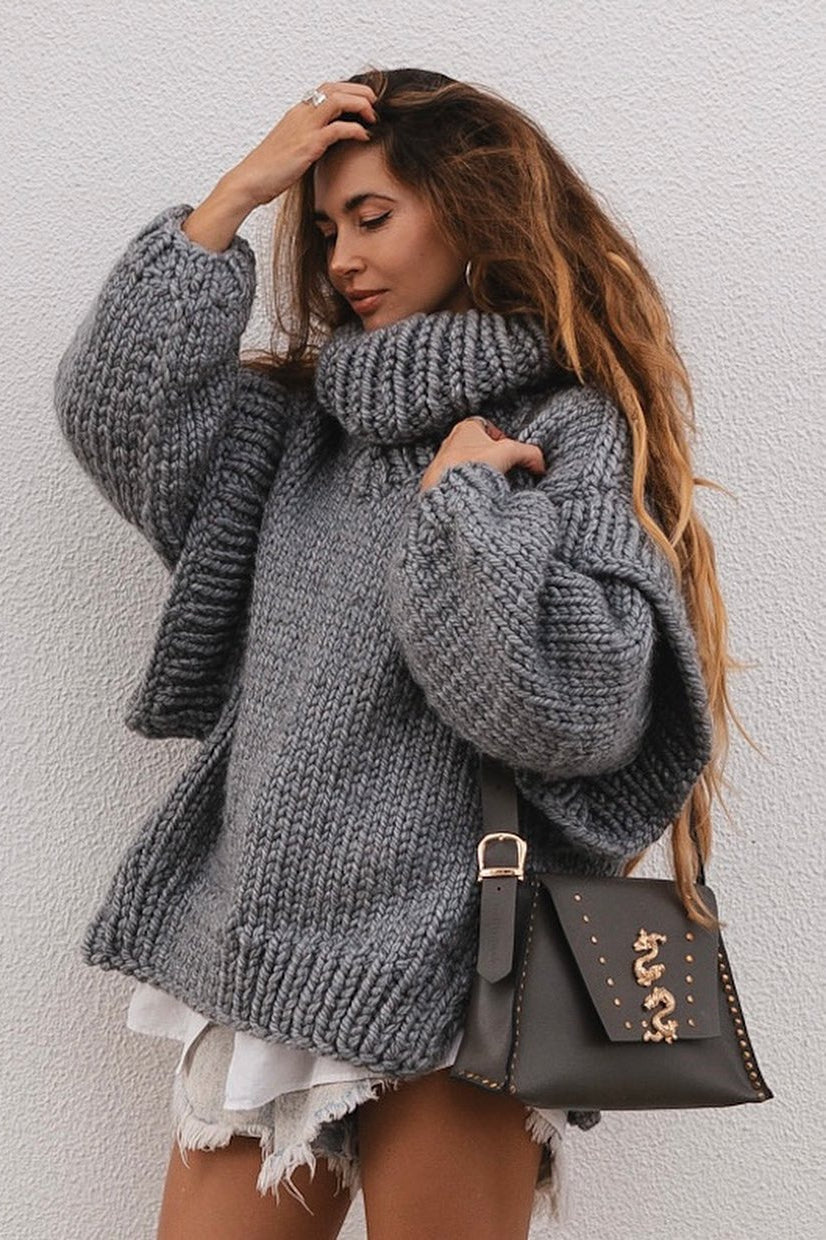 Margot Chunky Knit Turtleneck Green 1