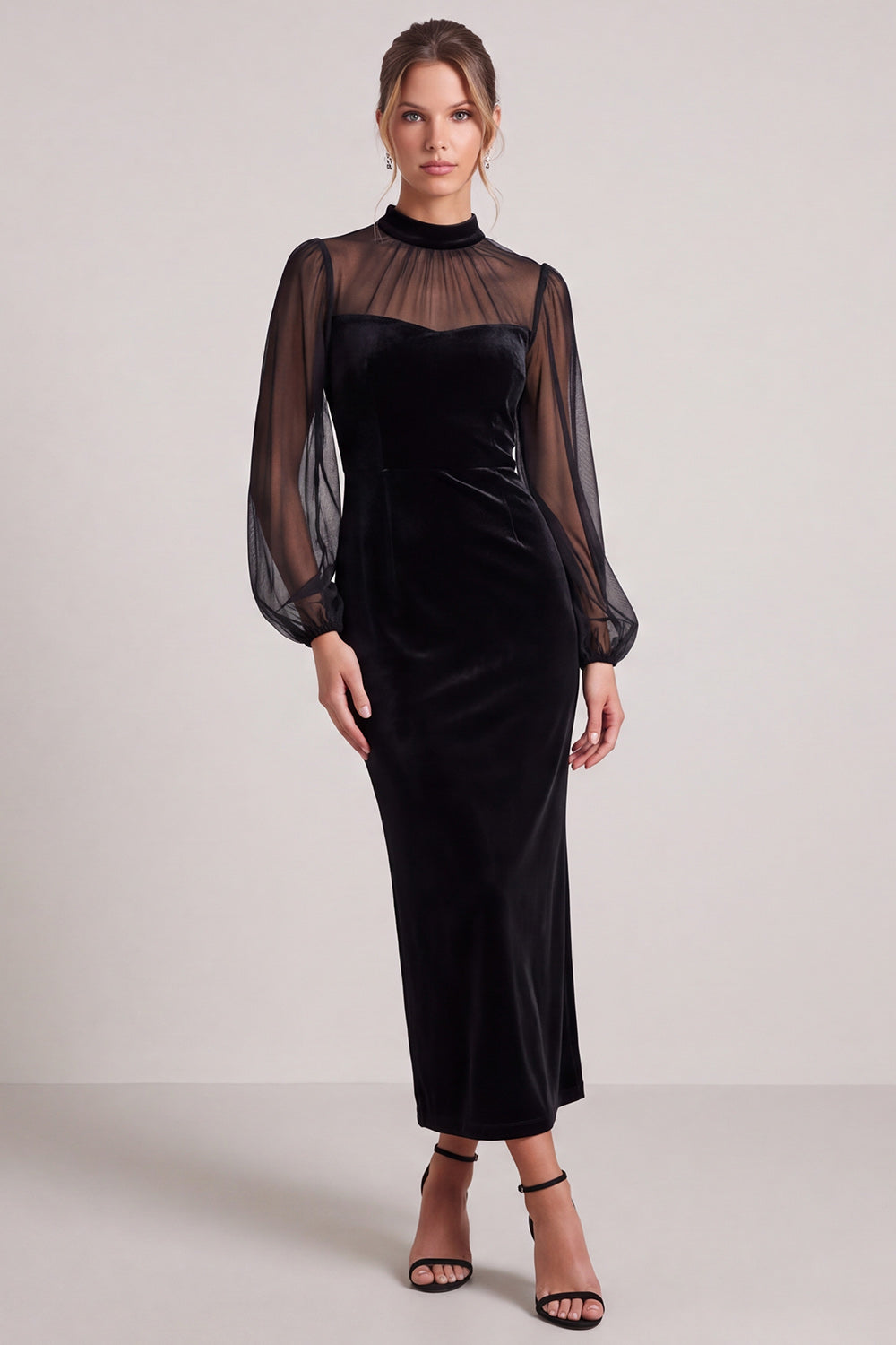 Isabelle Velvet Midi Dress Black 1