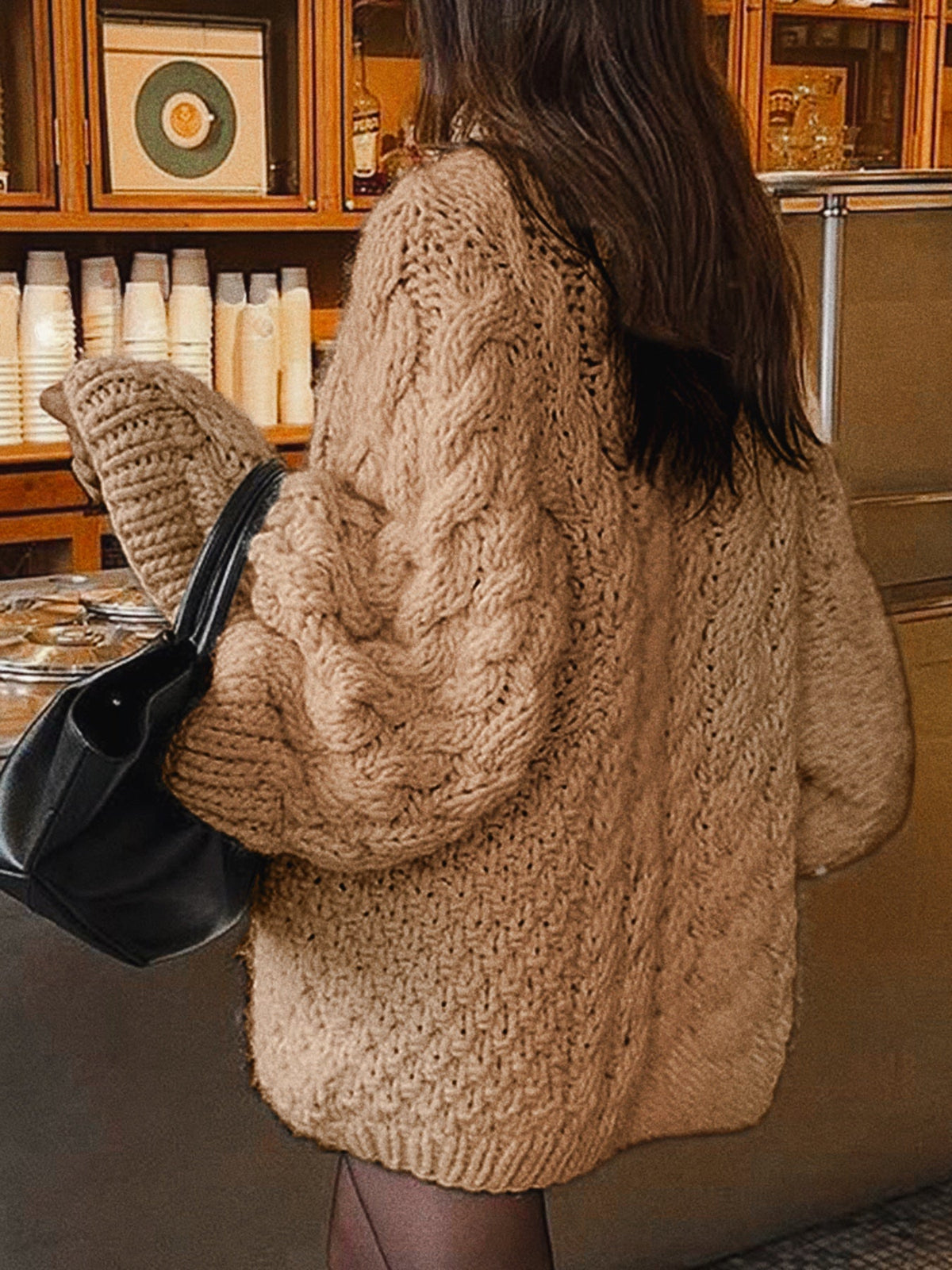 Margot Cable Knit Sweater Dress Brown 7