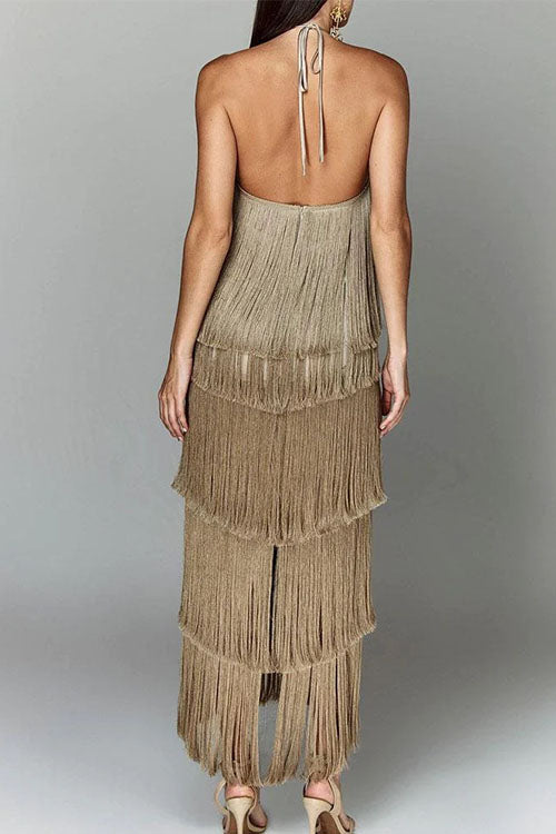 Margot Halter Ruffle Maxi Dress Black 2
