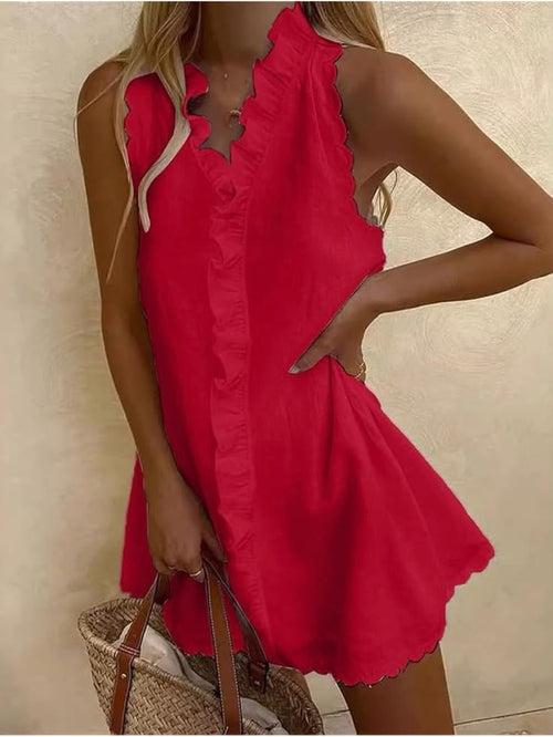 Kestrel Ruffle V-Neck Sundress Red 1