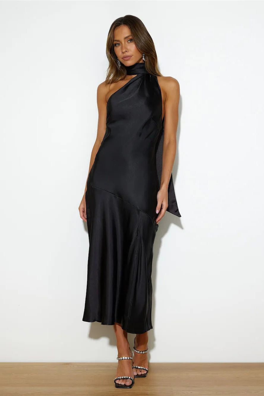 Vivienne Satin Backless Midi Dress Dark Green 6