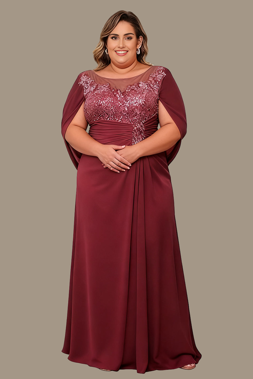 Arabella Floral Appliqué Cape Maxi Dress Blue 5