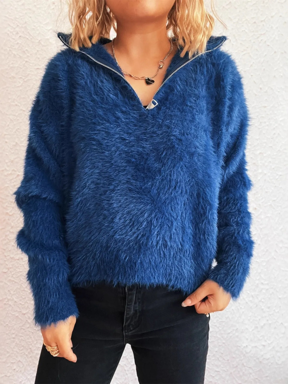 Sabine Half-Zip Knit Sweater White 6