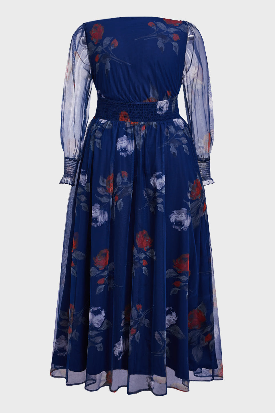 Isabelle Floral Pleated Maxi Dress Neck Floral Mesh Maxi Dress 8