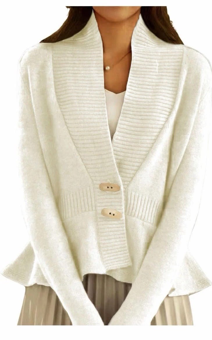 Margot Ribbed Cardigan in Cream Cream 1
