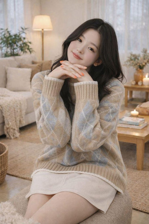 Margot Argyle Knit Sweater Multi 1