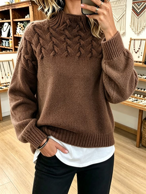 Winnie Cable-Knit Mock Neck Sweater Multi 1