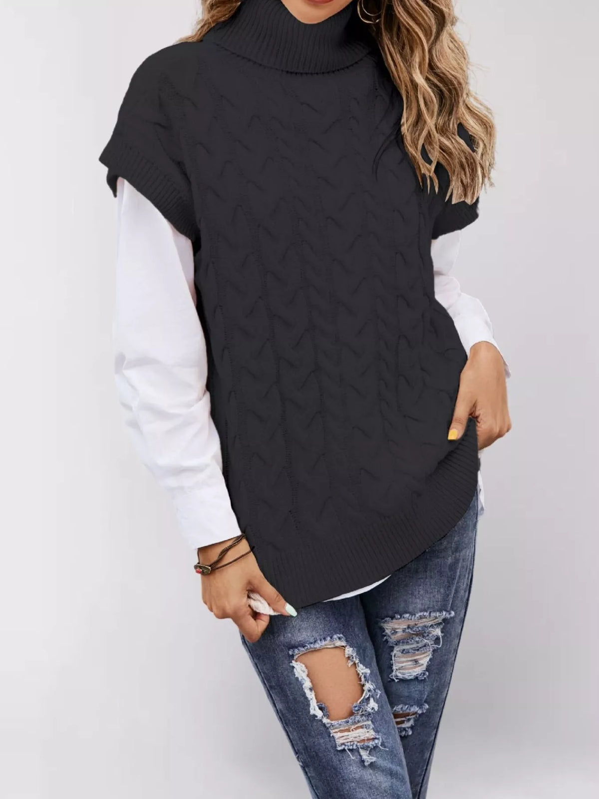 Margot Turtleneck Sweater in Apricot Grey 5