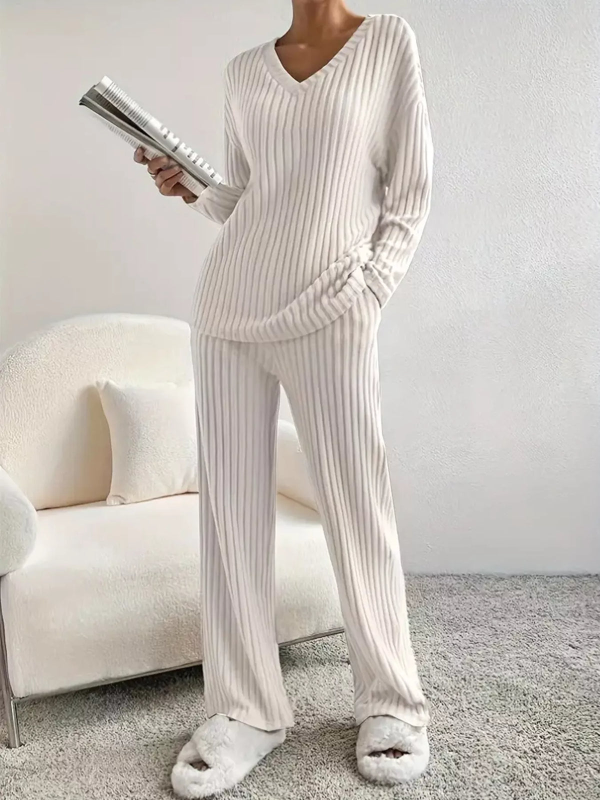 Celeste Ribbed Knit Two-Piece Set Brown 3