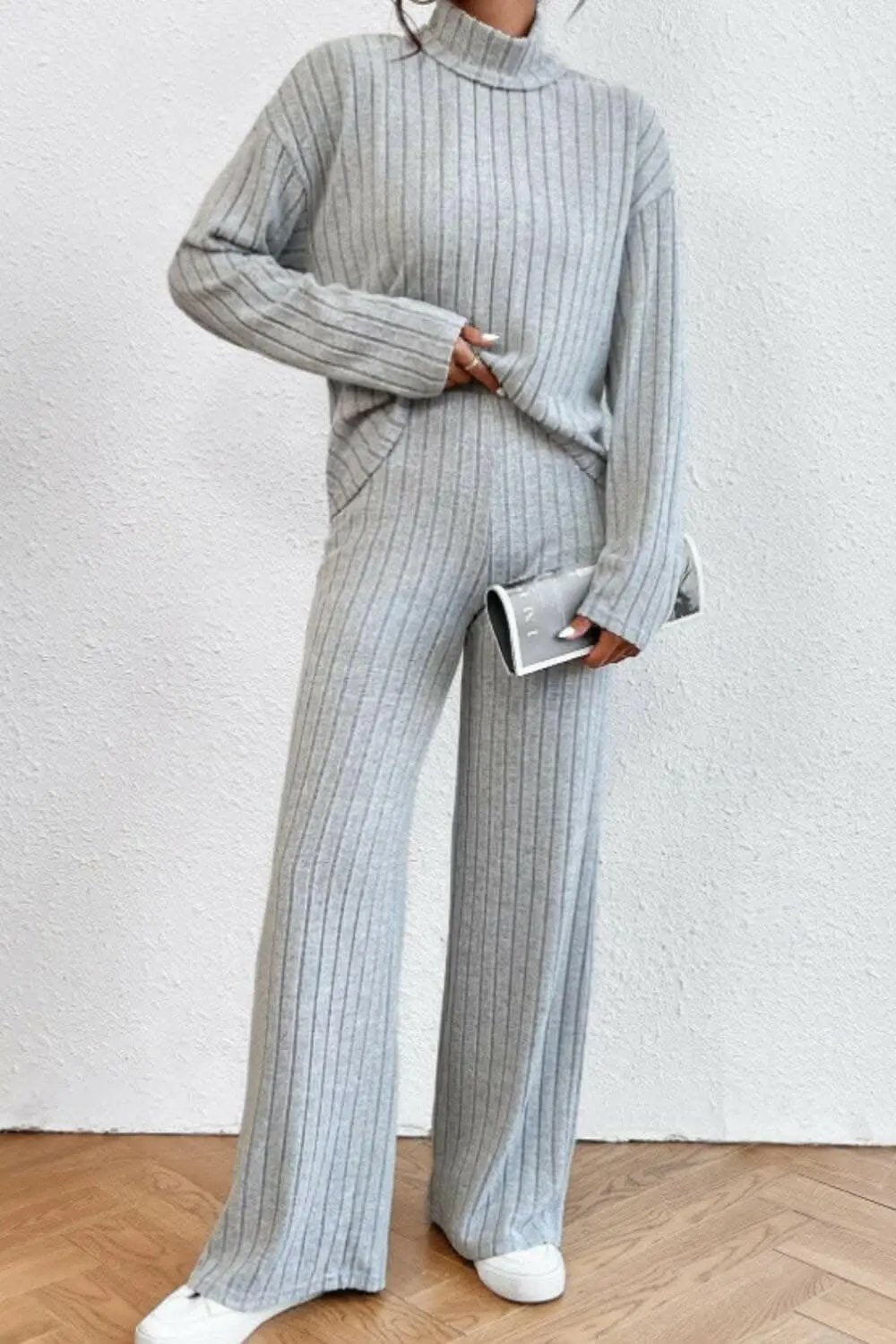 Valentina Mock Neck Two-Piece Set Sky Blue 1