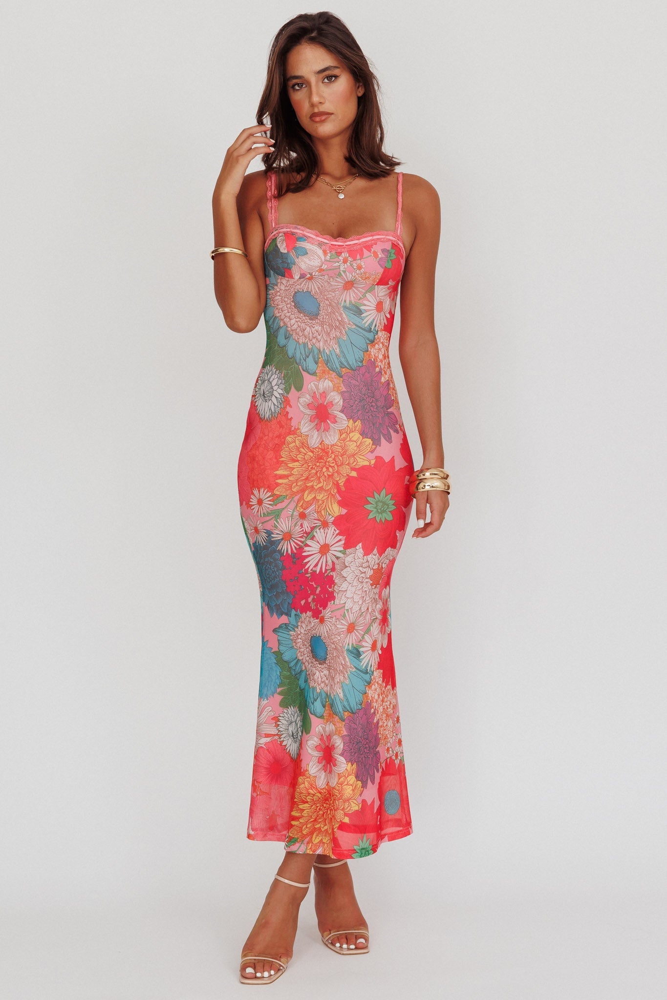 Valentina Lace Maxi Dress in Blush 1