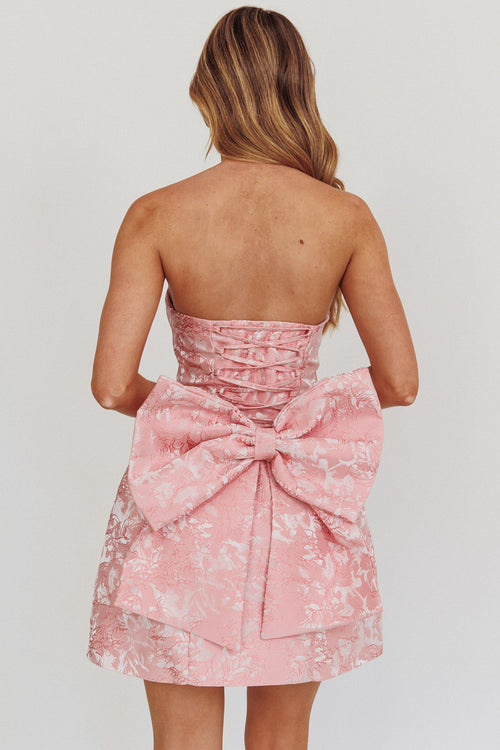 Melanie Bow Mini Dress in Blush 1