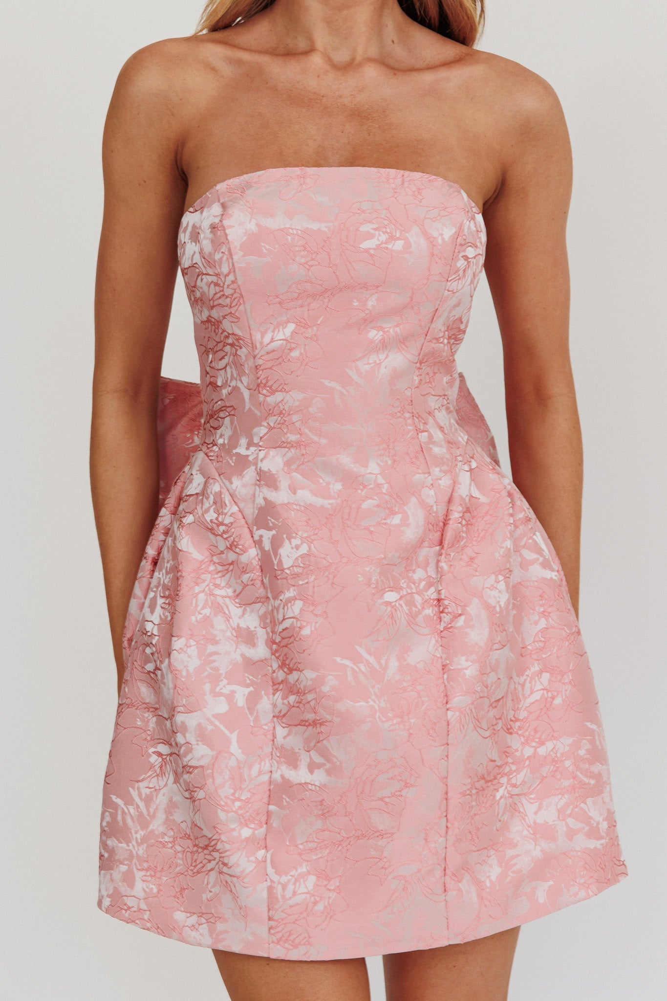 Melanie Bow Mini Dress in Blush 5