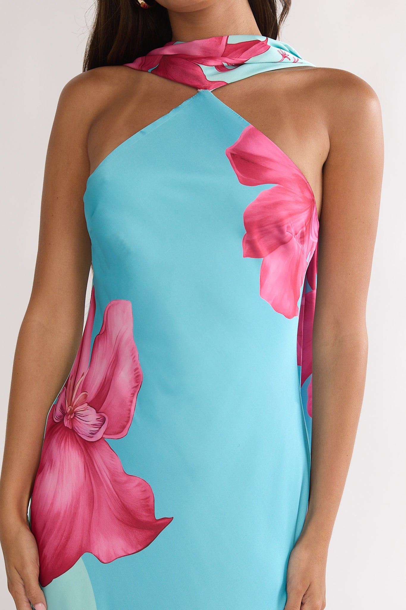 Risha Scarf Maxi Dress in Hot Pink 5