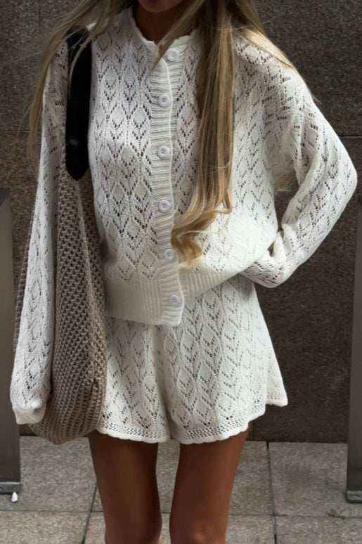 Amelie Crochet Two-Piece Set White 4