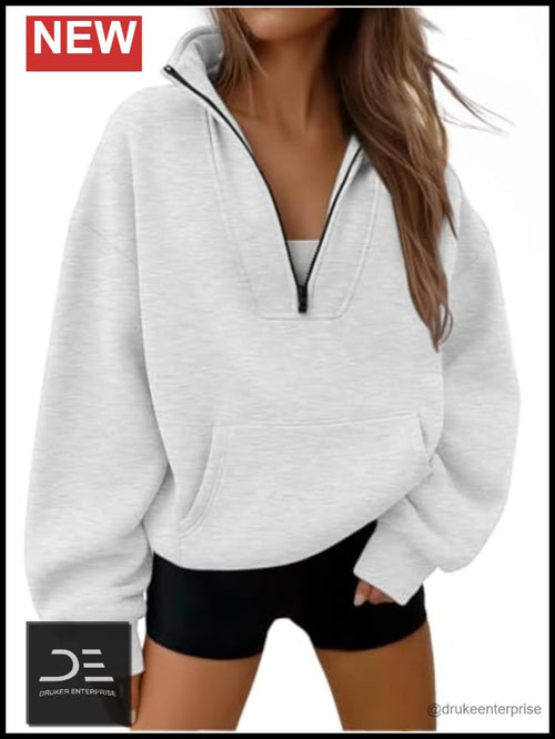 Viveca Fleece Half-Zip Pullover Gray 1