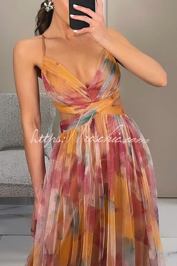 Giselle Tulle Floral Maxi Dress Red 4