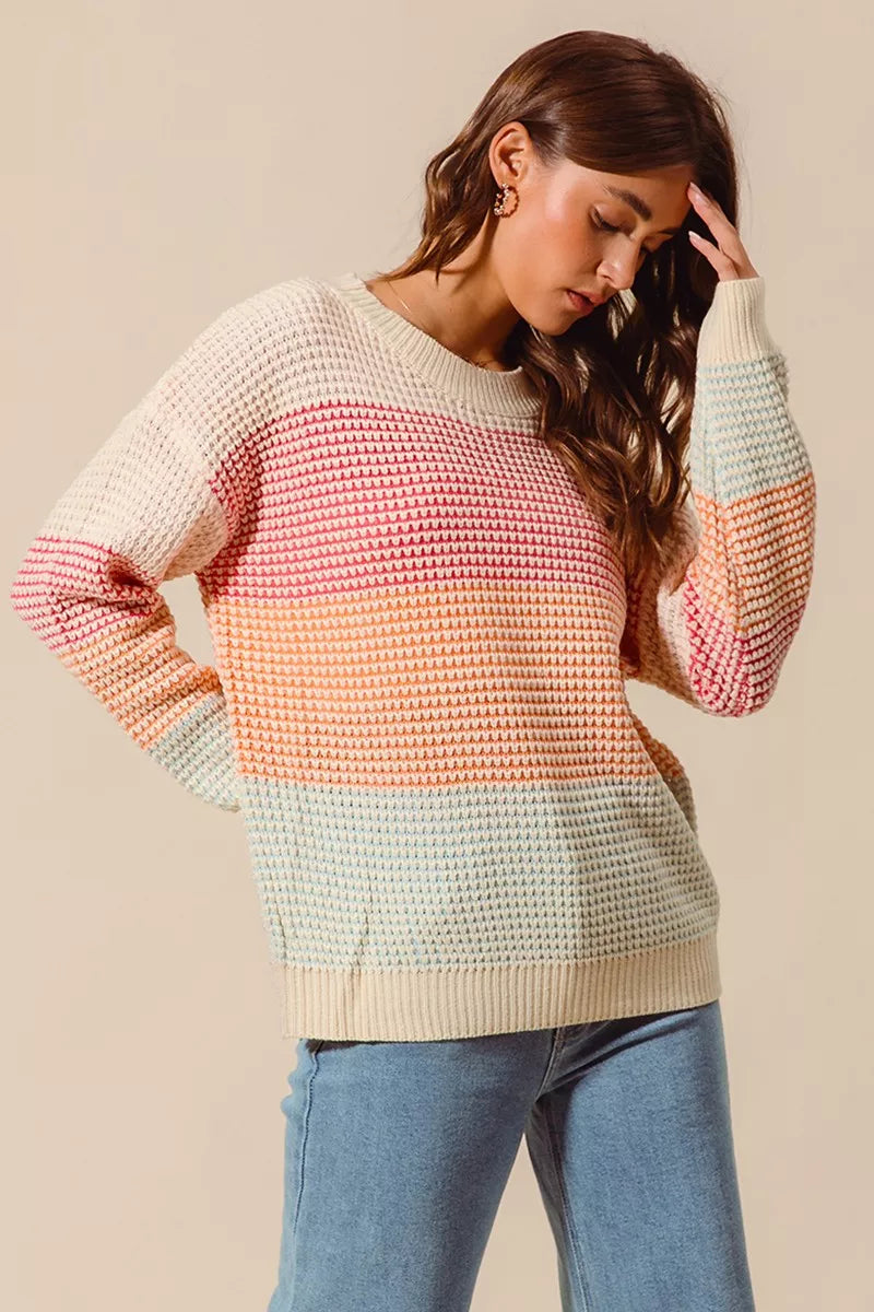 Margot Knit Sweater in Oatmeal Colorblock OATMEAL COMBO 4
