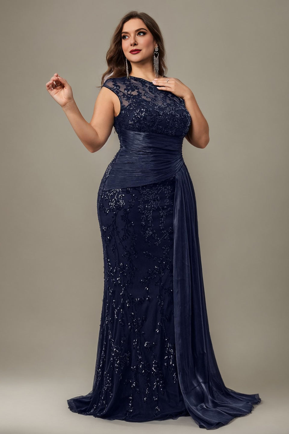 Margot Sequin One-Shoulder Dress in Navyblue Black 5
