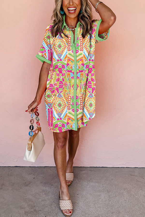 Margot Print Lapel Shirt Dress Multicolor 2