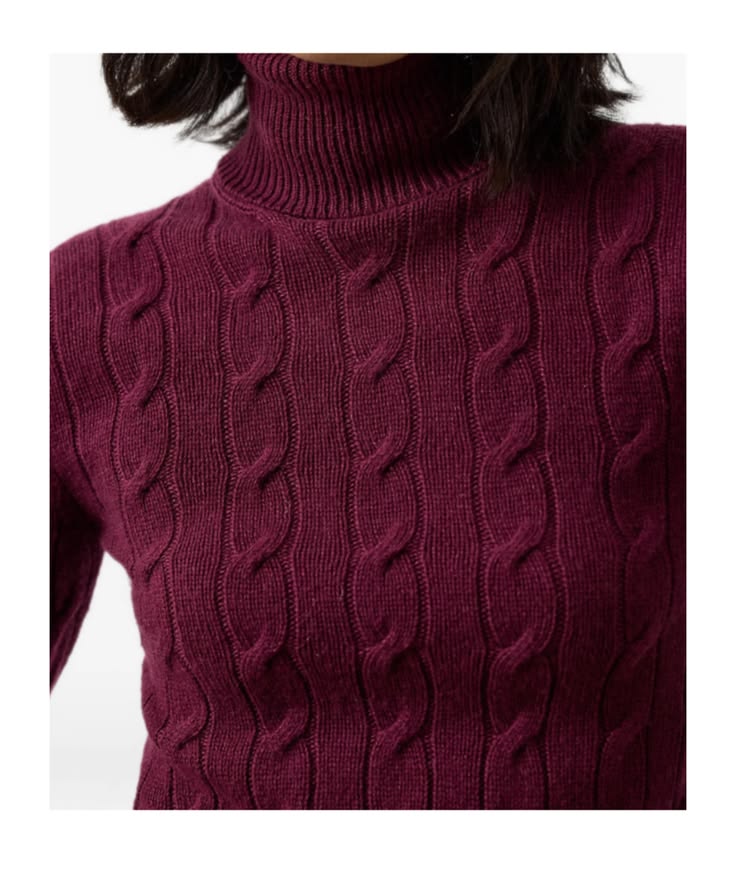 Margot Cable-Knit Roll-Neck Sweater Red 1