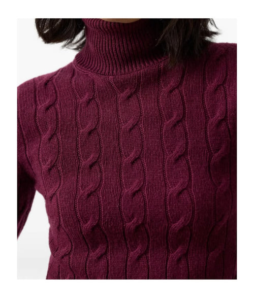 Margot Cable-Knit Roll-Neck Sweater Red 1