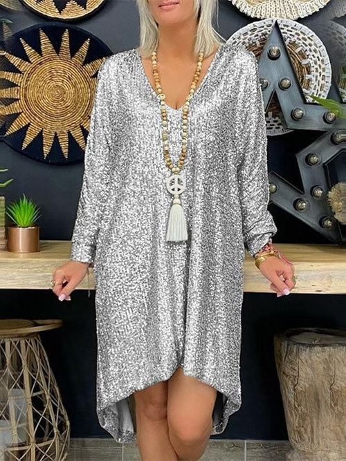 Vivienne Sequin Midi Dress Silver 1