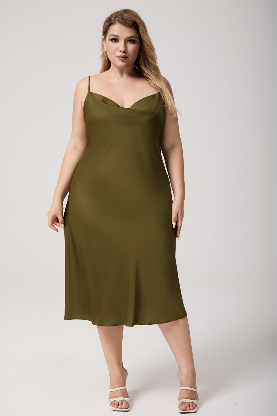 Xanthe Satin Cowl Neck Slip Dress Teal 9
