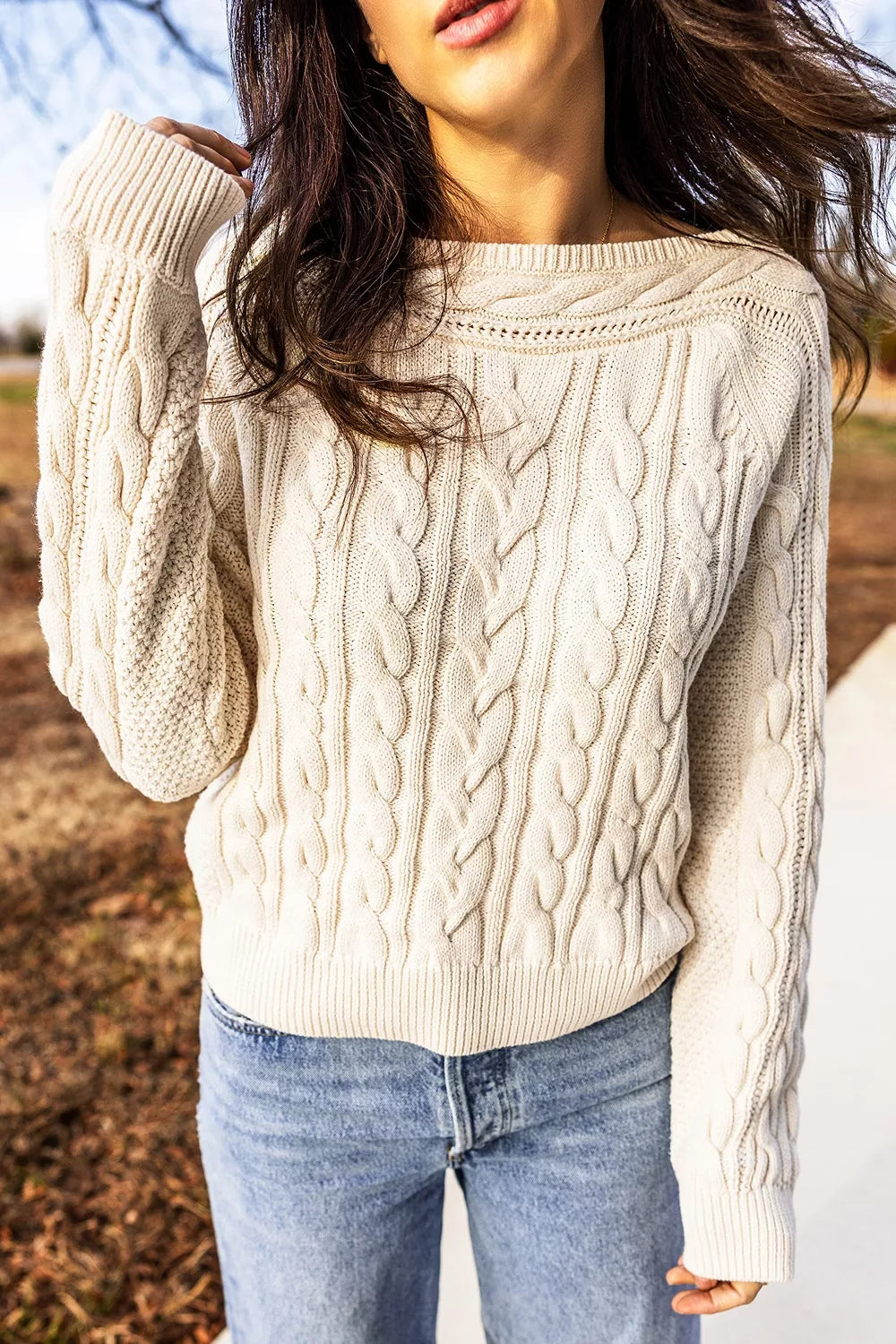 Margot Cable Knit Sweater Cream 4