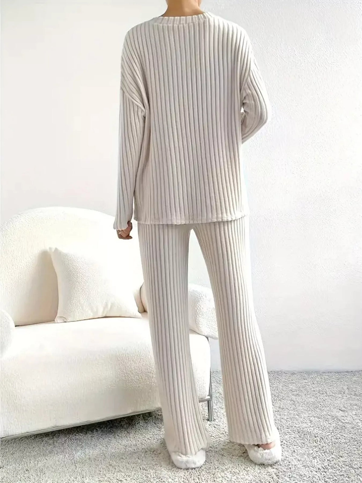 Celeste Ribbed Knit Two-Piece Set Blue 4