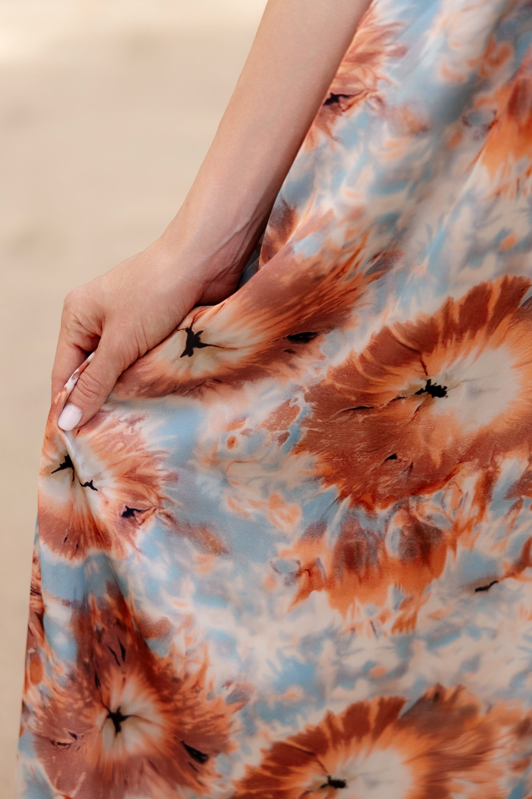 Marina Pleated Bodice Maxi Dress Watercolor abstract 7
