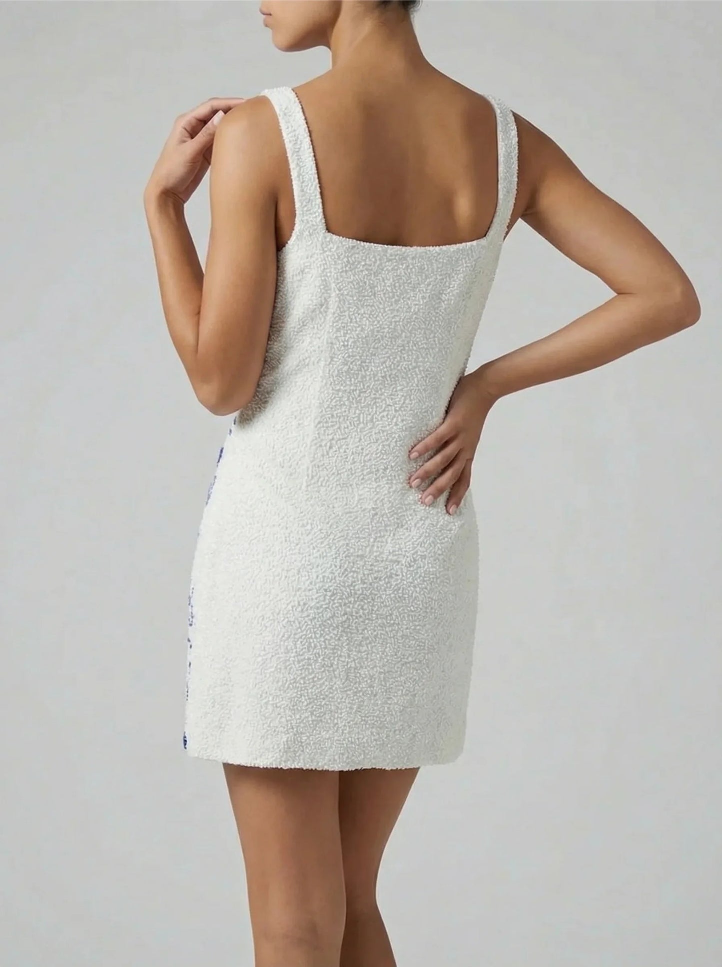 Arizona Beaded Mini Dress in White White 2