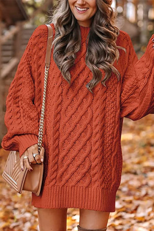 Margot Cable Knit Sweater Dress in Gray Pink 7