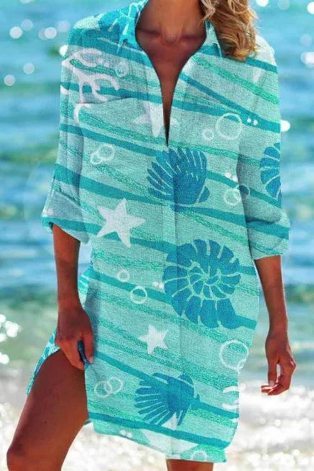 Eloise Printed Mini Dress with 3/4 Sleeves Multi 15