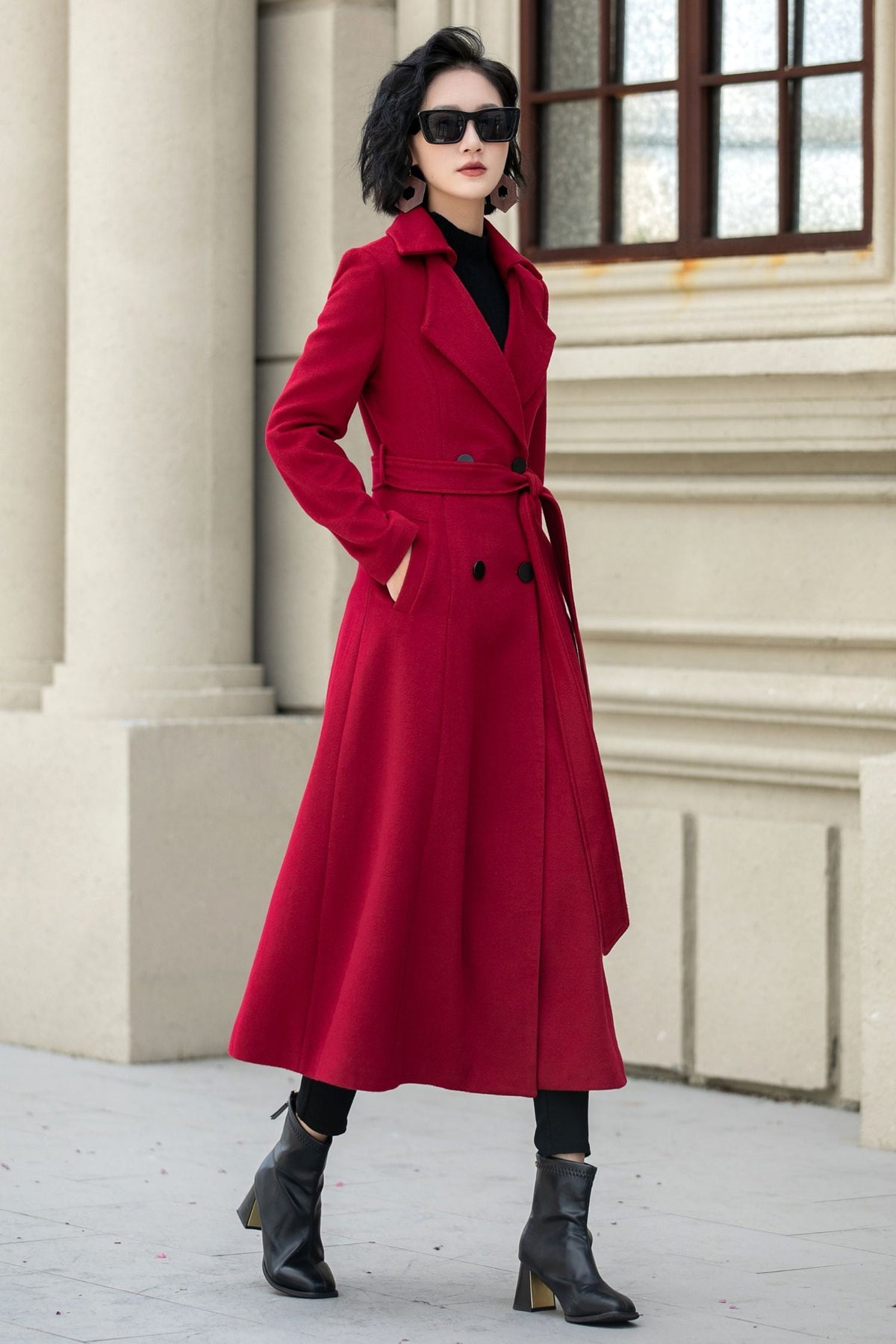 Margot Wool Maxi Coat Red 6