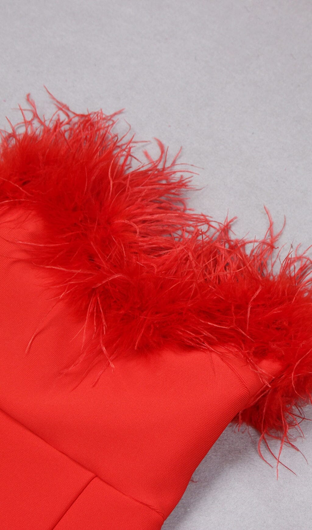 Minerva Feather Strapless Gown Red 6