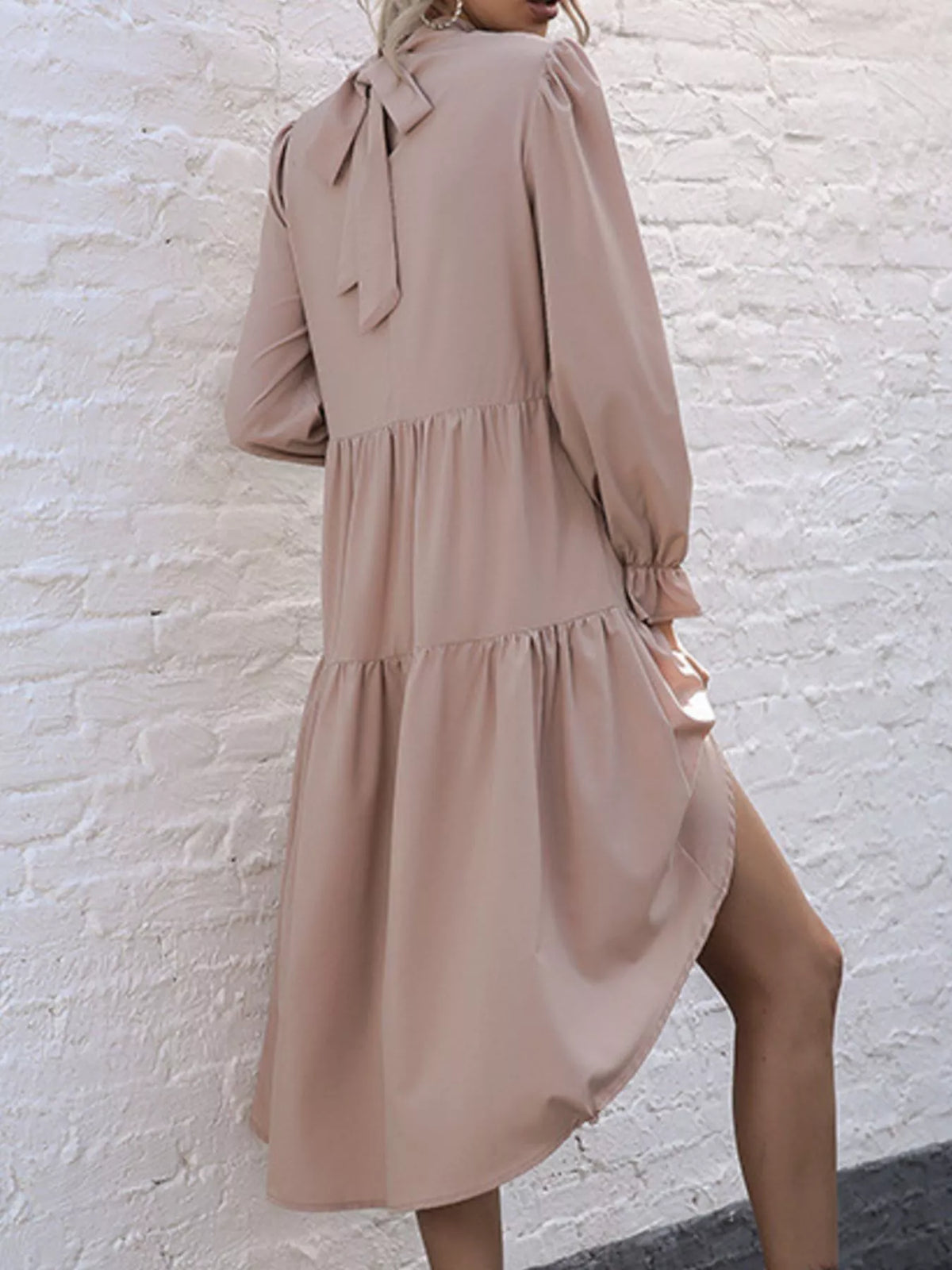 Valentina High-Low Flounce Dress in Sage Khaki 6